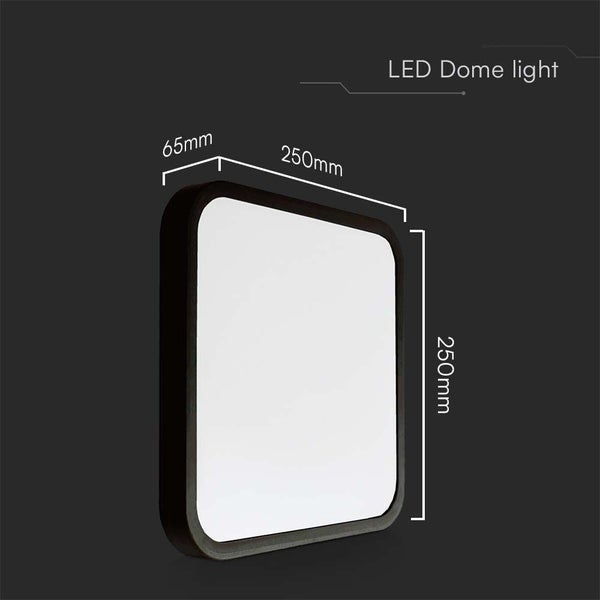 V-TAC VT-8618B-SQ - Quadratische LED-Kuppelleuchten - Schwarz - 225mm - IP44 - 18W - 1800 Lumen