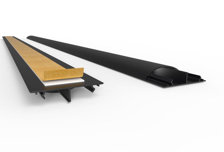 CILSON WDK5012SS Art.-Nr. 6700360 Kabelkanal 50 x 12 mm x 2.000 mm - Trittfest, selbstklebend mit Bodenbelochung, schwarz RAL 9005