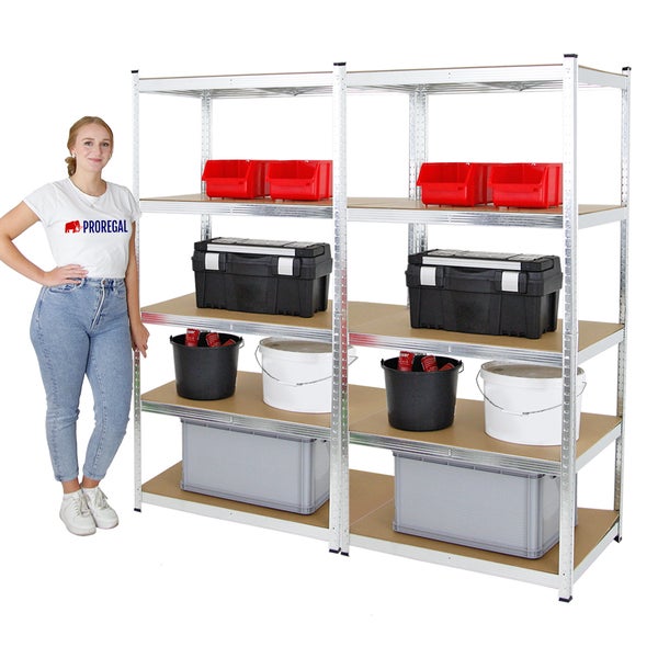 PROREGAL Mega Deal 2x Schwerlastregal Ragnar HxBxT 180 x 90 x 60 cm Fachlast 175 kg Verzinkt