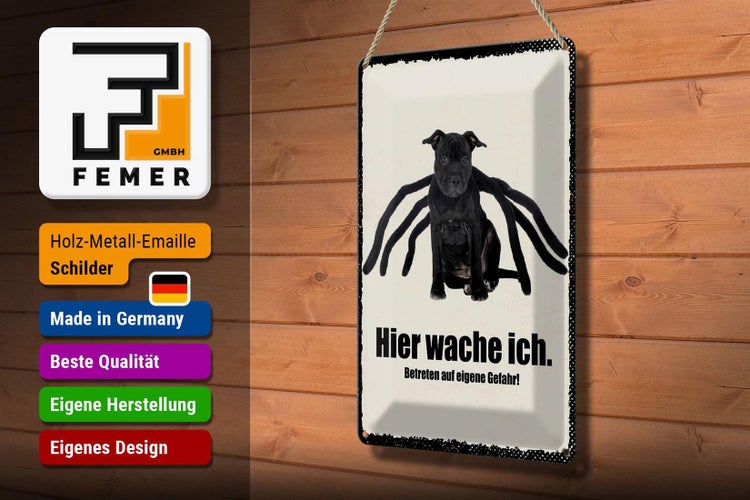 Blechschild Spruch 20x30cm Hund hier wache ich eigene Gefahr