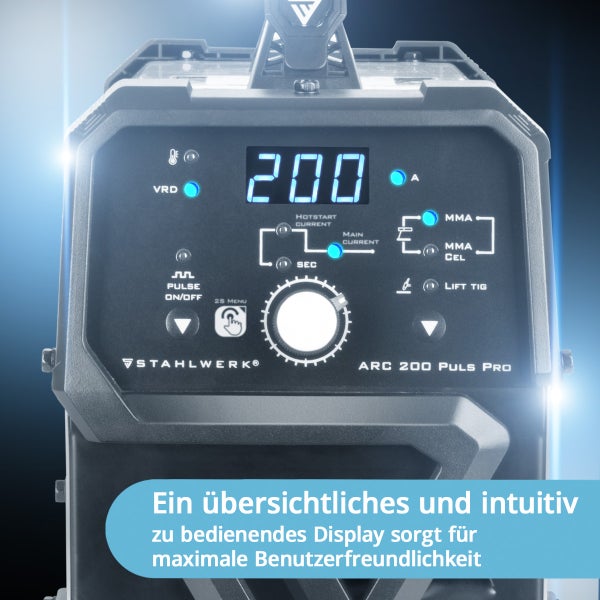 STAHLWERK Schweißgerät ARC 200 Puls Pro MMA E Hand Lift TIG Pulsfunktion 200 A