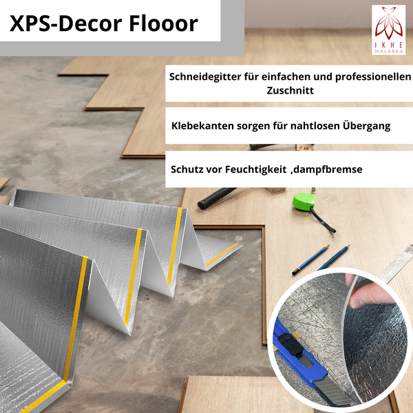 10m² Fußboden Unterlage Klick Vinylboden LVT 1,5 mm Schalldämmung Warmdämmung Trittschalldämmung ≤ 400 kPa