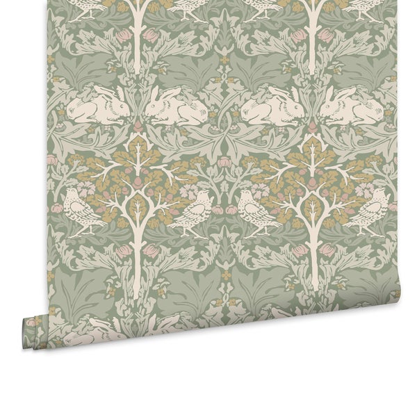 Vliestapete mit floralem Vogelmuster im Jugendstil Design als Tapetenrolle
