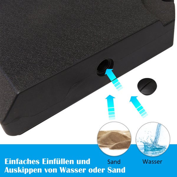Outsunny Schirmgewicht, mit 80 kg Wasser oder 120 kg Sand befüllbar, 100 x 100 x 9,5 cm, HDPE, Schwarz