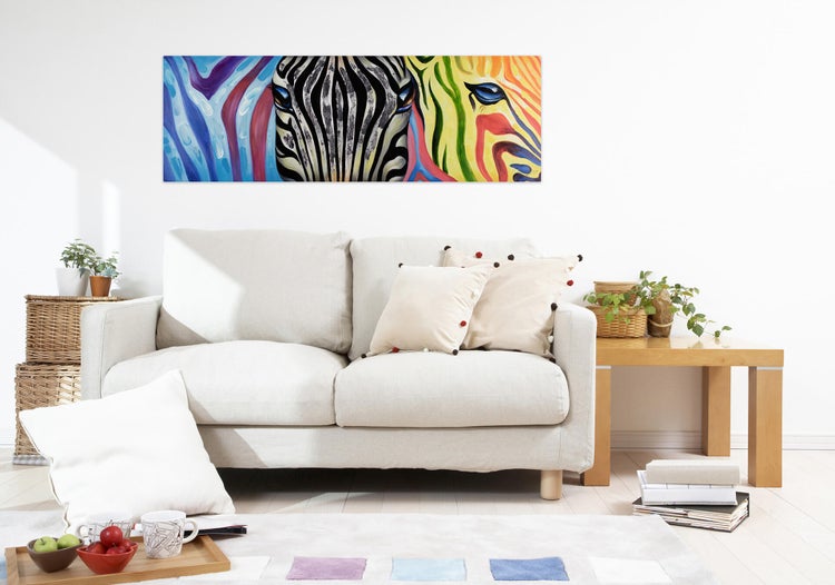 Handgemaltes Gemälde Acrylfarbe 150x50cm Bunt