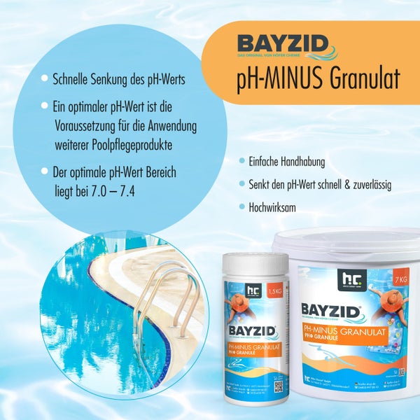Zwei Behälter Bayzid Mini-Chlortabletten zur Desinfektion von Kinderpools mit einem Gewicht von 500 Gramm