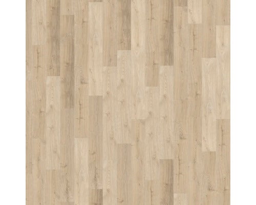 Laminatboden in heller Holzoptik mit natürlicher Maserung und Dielenstruktur.