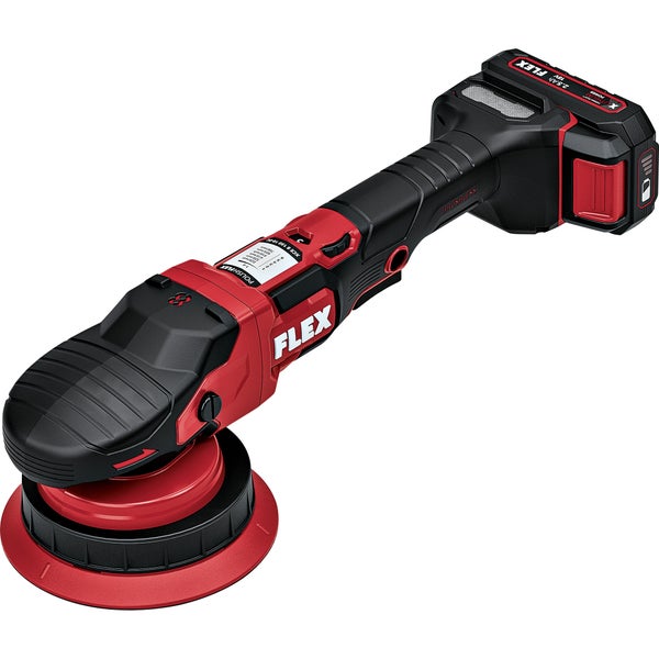 FLEX Akku Exzenterpolierer XCE 8 150 18-EC mit bürstenlosem Motor für effizientes Polieren im Fahrzeugbereich.