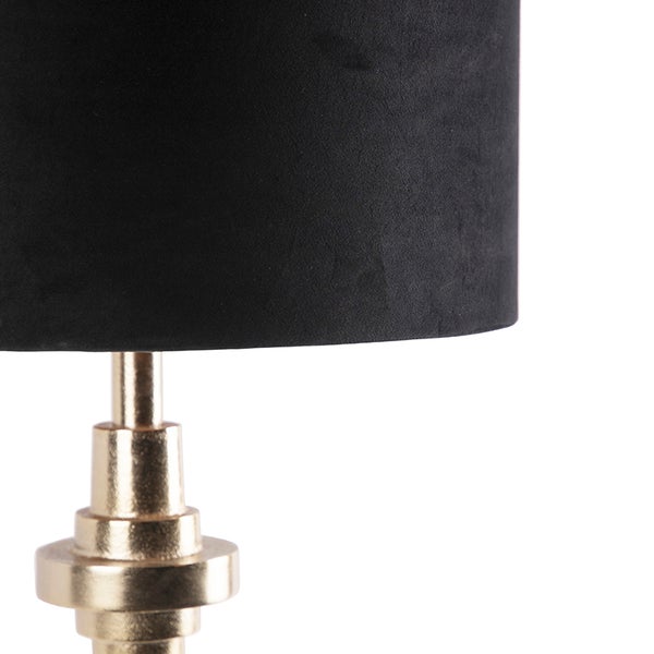 Tischleuchte mit schwarzem Schirm und goldenem Sockel