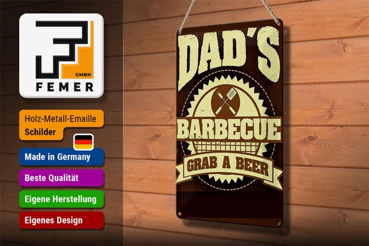 Blechschild Spruch 20x30cm Dad´s barbecue grab a beer