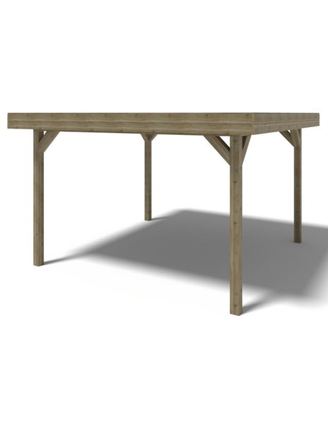 Quadratischer Terrassenpavillon aus Holz mit vier Standpfosten und verstärkenden Eckstreben für den Garten.
