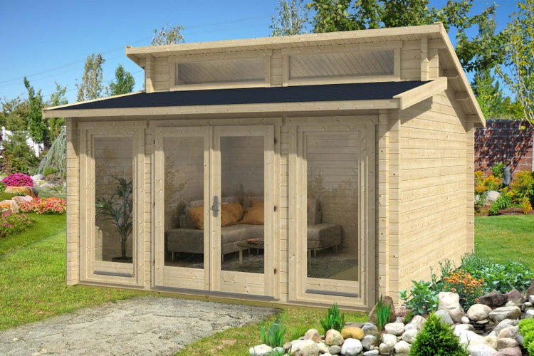 Alpholz Gartenhaus Narvig A Gartenhaus aus Holz, Holzhaus mit 40 mm Wandstärke, Blockbohlenhaus mit Montagematerial