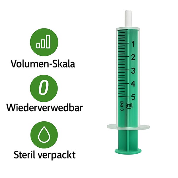 Dünger Spritze 5 ml - Kunststoff Einweg Spritze mit Skala, Dosierhilfe für Flüssigkeiten