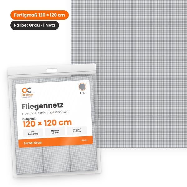Fliegennetz aus Fiberglas in 120 mal 120 Zentimeter inklusive Verpackung von Orange Commerce