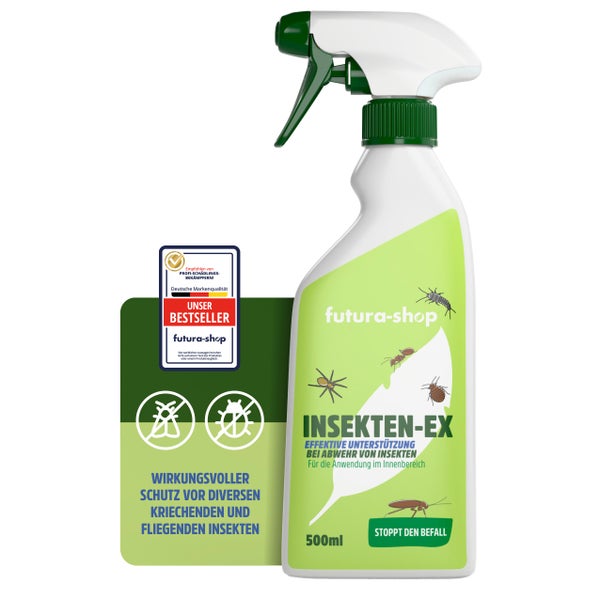 Futura-Shop Insekten-Ex 500 Milliliter Sprühflasche zur Bekämpfung von kriechenden und fliegenden Insekten im Innenbereich.