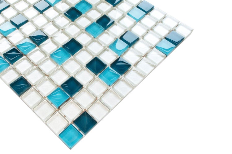 Glasmosaik auf Netz für Bad und Küche 30cm x 30cm  - Blue dream
