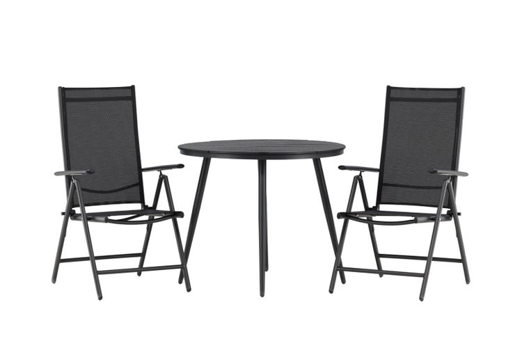 Break Gartenset Tisch 90x90cm, 2 Stühle Break, schwarz,schwarz. 90 X 74 X 90 cm