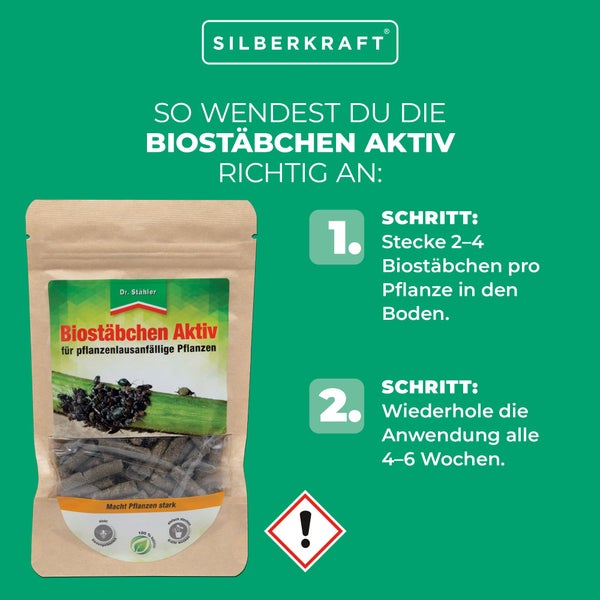Biostäbchen Aktiv – Vitalisierende Pflanzenpflege für gesunde, widerstandsfähige Pflanzen – Mit Schachtelhalm, Rainfarn & Kaffeeextrakt – Für Zimmer-, Balkon- & Gartenpflanzen
