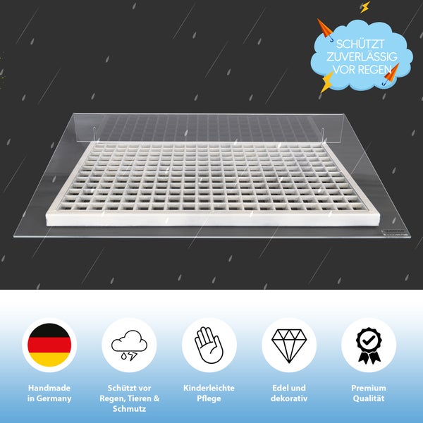 Lichtschachtabdeckung aus Acryl | Schneeschutz | Kellerschacht-Abdeckung | Regenschutz | Schutz gegen Schmutz und Schimmel 70x55cm