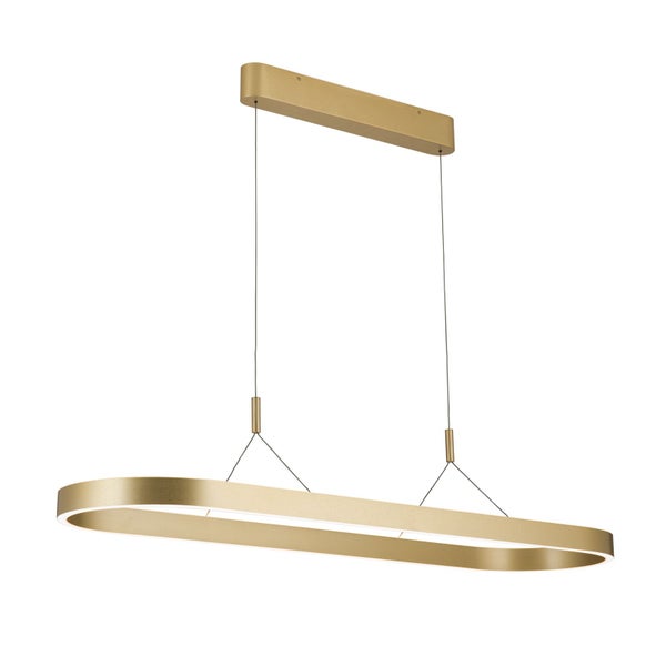 Moderne LED Pendelleuchte in ovaler Form für eine gleichmäßige Beleuchtung im Wohnbereich.