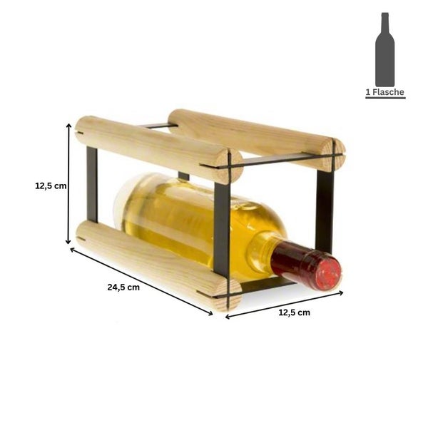 PROREGAL Modulares Weinregal Vinotega Mod Metal HxBxT 12,5 x 12,5 x 24,5 cm 1 x 1 Flasche Massives Kiefernholz Natur