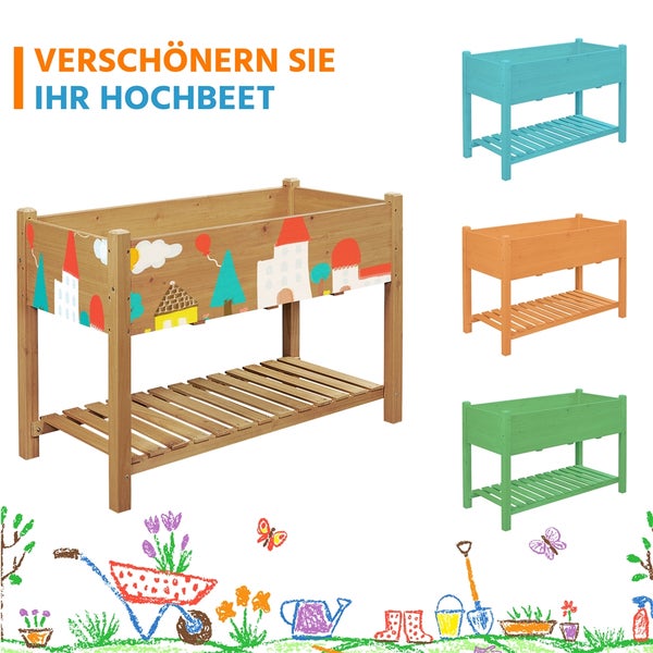 Hochbeet aus Holz mit Ablagefläche