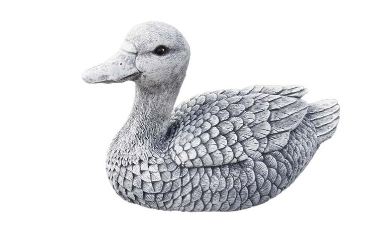 Gartenfigur Ente aus Steinguss zur Dekoration im Außenbereich
