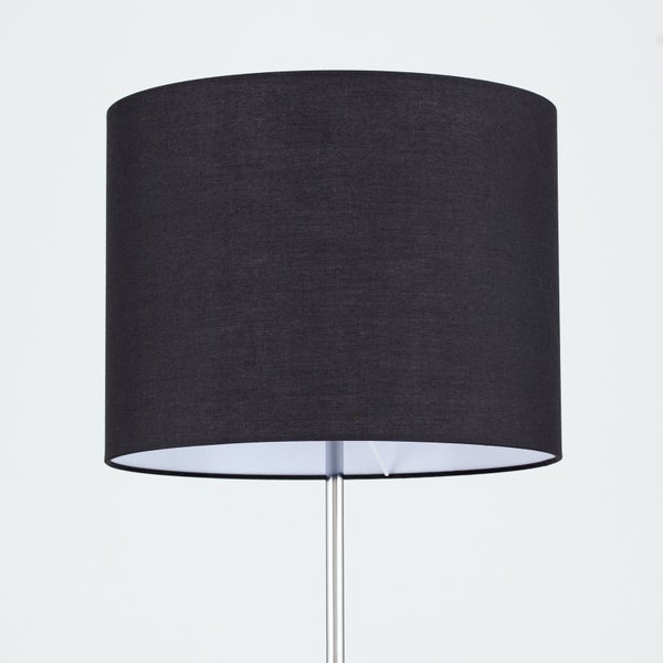 Lampenschirm (Ø 40 cm), Stoff, Höhe 30 cm, rund, Aufnahme für Fassung E27 42 mm, Ersatzschirm für Hängelampen, Stehlampen, Schwarz