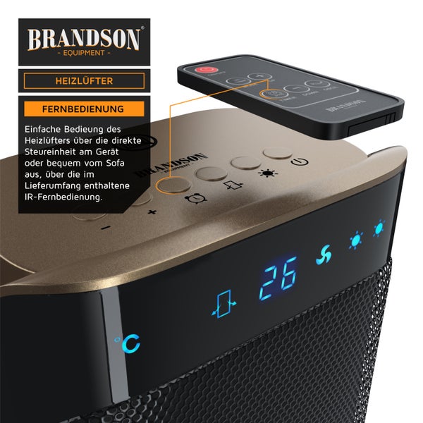 Brandson Heizlüfter energiesparend, Keramik Heizlüfter, 2000W, 2 Leistungsstufen, Überhitzungsschutz, Automatische Abschaltung, Umkippschutz