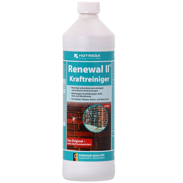 Hotrega Renewal II Kraftreiniger zum Entfernen von mineralischen Verkrustungen, Kalk und Mörtelresten von Klinker, Fliesen und Naturstein.