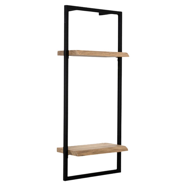 holz4home Wandregal High in Schwarz Gerahmt von holz4home® Hellgrau mit Baumkante