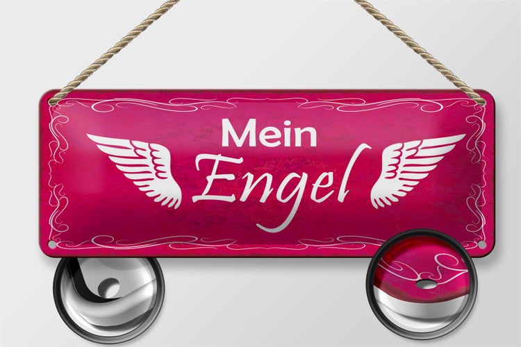 Blechschild Spruch 27x10cm Mein Engel Flügel Dekoration