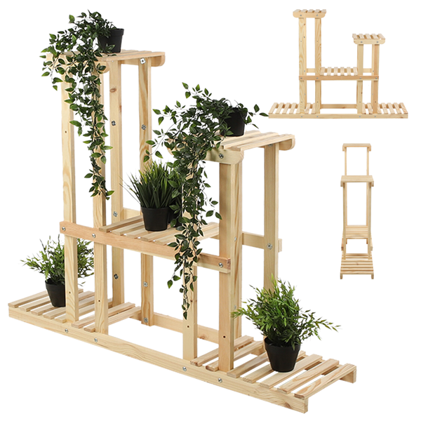 Blumenständer FLORANGE HxBxT 116x95x25cm 5 Ablagen Kieferholz Natur unbehandelt