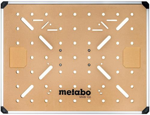 Metabo MWB 100 Werkbankplatte mit Lochmuster und Metabo Logo