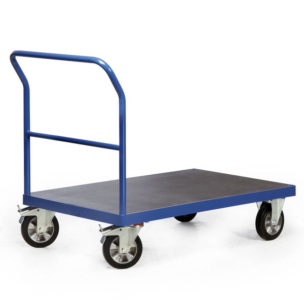 Blaue Transportkarre mit Plattform und Griff