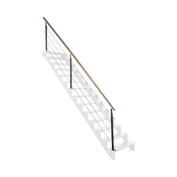 UNIVERSO - Treppengeländerset 4m aus schwarzem Stahl - Handlauf aus Buche