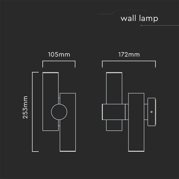 Technische Zeichnung einer Wandlampe mit Maßangaben