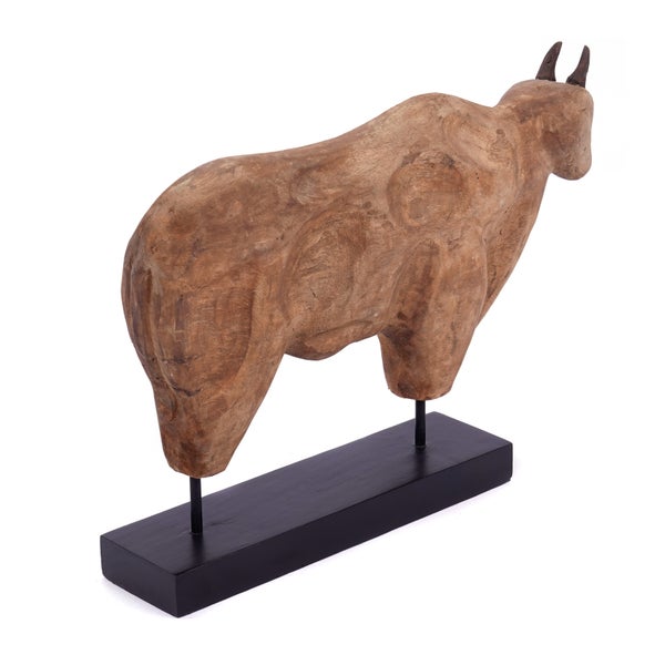 Skulptur Bull Mangoholz natur-schwarz