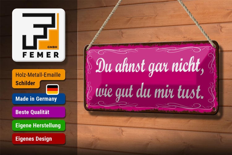 Blechschild Spruch 27x10cm ahnst nicht wie gut du mir tust Dekoration