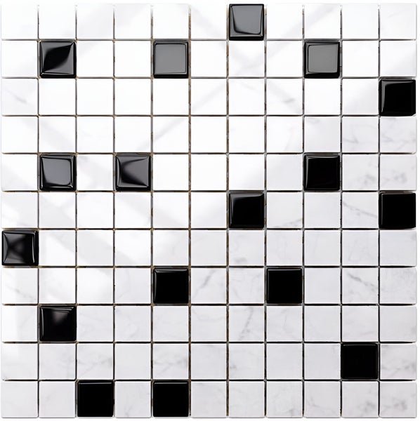 Natursteinmosaik auf Netz für Bad und Küche 30cm x 30cm  - Black Marble