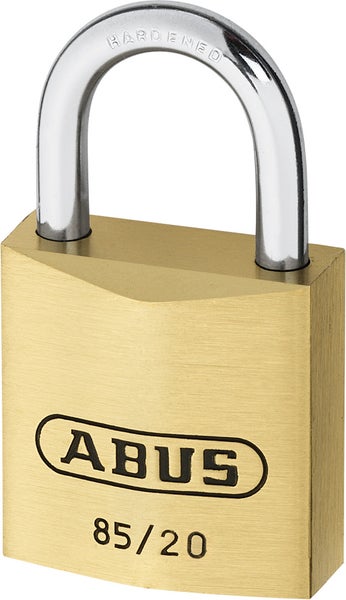 ABUS Vorhängeschloss 85/20 aus Messing mit gehärtetem Stahlbügel.