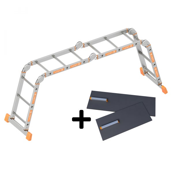 Layher Multifunktionsleiter im A-förmigen Aufbau mit zwei Dachziegelauflagen