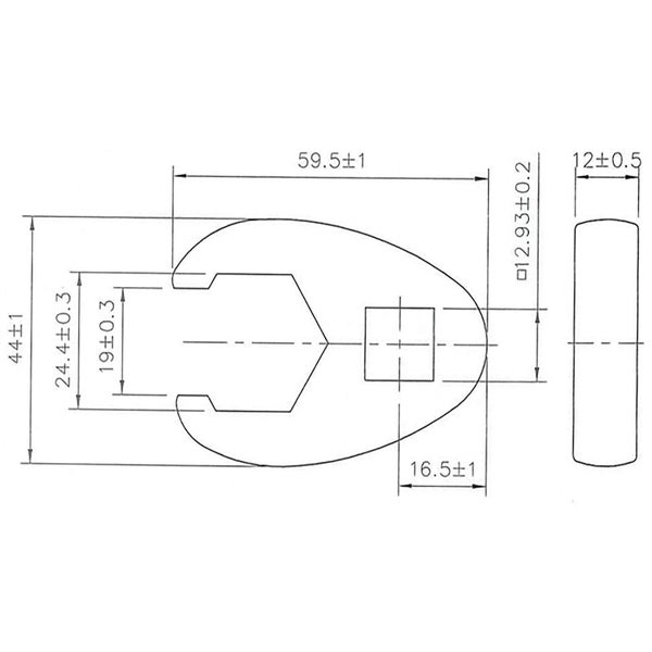 BGS Hahnenfußschlüssel Antrieb Innenvierkant 12,5 mm (1/2) SW 24 mm - 1757-24