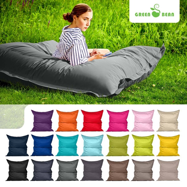 Green Bean Sitzsack 120x160cm 270 Liter Kinder & Erwachsene Bean Bag EPS Perlen Füllung Riesensitzsack Groß Draußen Outdoor Liegekissen Waschbar Wetterfest Lounge Chair Sitzkissen Bodenkissen Grau
