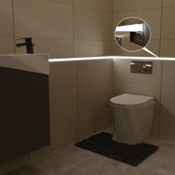 TIVENDIS Led Alu Profil 2 m F2 mit Zubehör für Strip / Streifen bis 14 mm breit | Abdeckung satiniert milchig  |  Einbau Abschlussleiste Abschlussprofil Fliesenschiene eloxiert