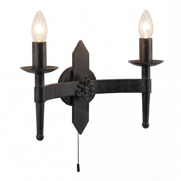 Wandleuchte mit zwei Lampen und Zugschalter