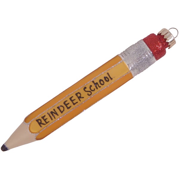 Gelber Zimmermann-Bleistift 15cm, Glasornament, mundgeblasen und handekoriert, 1 Stck.