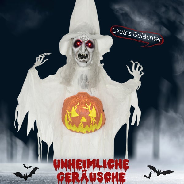 HOMCOM Halloween Dekoration, 60L x 18B x 183H cm, Polyester, PE, Stahl, Weiß