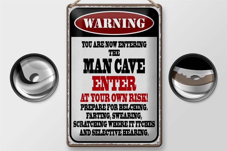 Blechschild Spruch 20x30cm warning man cave enter at your risk