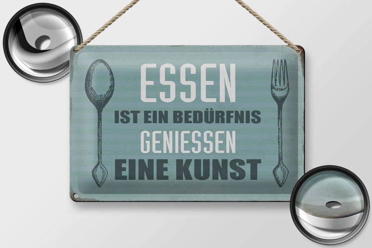Blechschild Spruch 30x20cm Essen ist eine Kunst Schild
